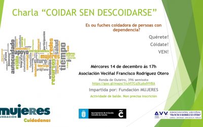 Coidar sen descoidarse: Charla sobre o valor social dos coidados e a importancia do autocoidado nas mulleres coidadoras