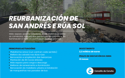 Afeccións ao transporte público debido ás obras de reurbanización das rúas San Andrés e Sol